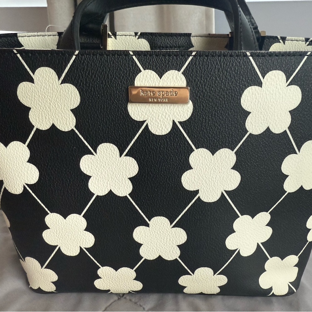 Kate Spade Black and Cream Floral Tote